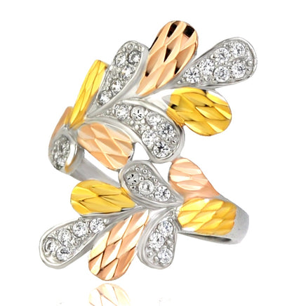 Sterling Silver Color Silver Ring Color Gold Ring Index Finger Leaf Ring - Fun Gifts & More