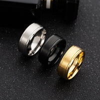 Mens Wedding Rings Black Sliver Gold Pure 8MM Rings - Fun Gifts & More