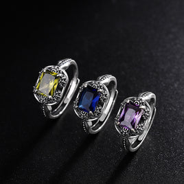 S925 Sterling Silver Unique Vintage Keke Colorful Zircon Lama Temple Ring - Fun Gifts & More