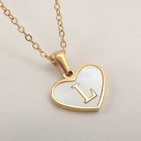 26 Letter Heart-shaped Necklace White Shell Love Clavicle Chain Fashion Personalized Necklace For Women Jewelry Valentine's Day - Fun Gifts & More