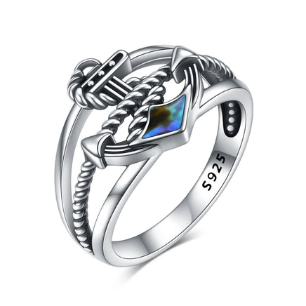 Anchor Rings Sterling Silver Nautical Blue Anchor Finger Ring - Fun Gifts & More