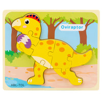 Baby Wooden Cartoon Dinosaur 3D Puzzle Jigsaw for Kids Montessori Early Learning Educational Puzzle Toys - Fun Gifts & More