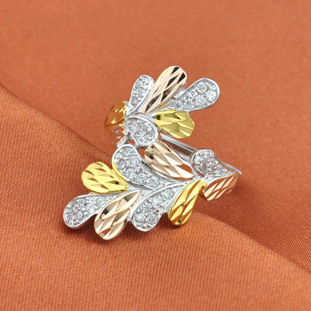 Sterling Silver Color Silver Ring Color Gold Ring Index Finger Leaf Ring - Fun Gifts & More