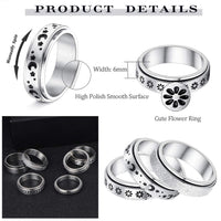 Stainless Steel Rotatable Spinner Ring Moon Stars Relieve Anxiety Rings - Fun Gifts & More