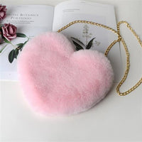 Heart Shaped Plush Chain Shoulder Party Purse - Fun Gifts & More