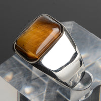 Titanium Tiger Ring Simple Style Stainless Steel Tiger Eye Stone Jewelry - Fun Gifts & More