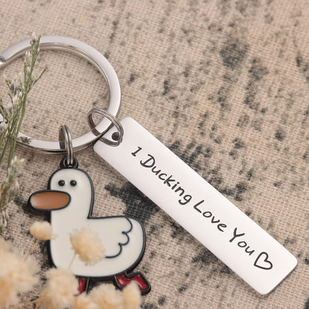 Funny Lover Gift Ducking Love You Cute Duck Pun Keychain Couples Jewelry Valentines Day Gift For Boyfriend Girlfriend - Fun Gifts & More