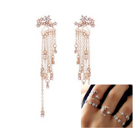 Shining Star Tassel Earrings Back Hanging Exquisite Earrings - Fun Gifts & More