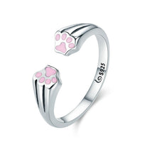 Sterling silver ring cute pet paw print - Fun Gifts & More