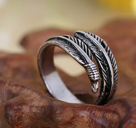 Antique Feather Ring 925 Sterling Silver - Fun Gifts & More