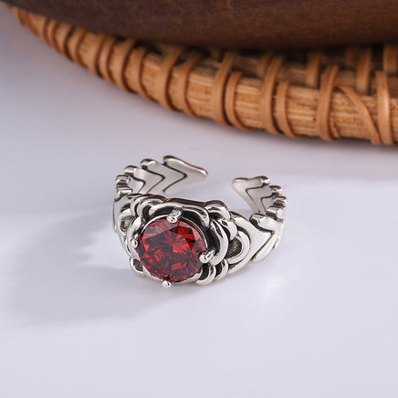 Original S925 Sterling Silver Trend Woven Red Zircon Ring - Fun Gifts & More