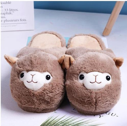 Fluffy Alpaca Slippers - Fun Gifts & More