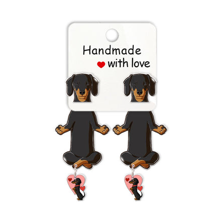 Cute Animal Dachshund Stud Earrings Cartoon Puppy - Fun Gifts & More