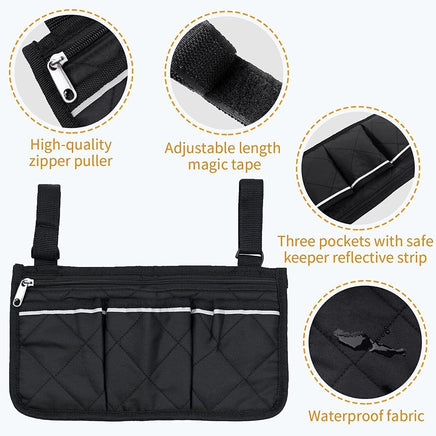 Outdoor Wheelchair Side Pouch Storage Bag Armrest Pocket Organizer Holder Pack - Fun Gifts & More