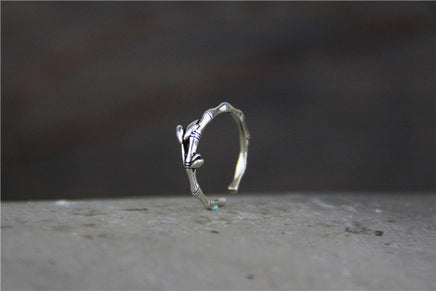 Sterling Silver Bamboo Leaf Ring Women's Ring - Fun Gifts & More