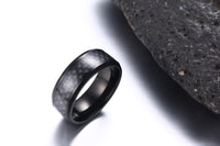 Black Carbon Fiber Inlay Wedding Band Ring Stainless Steel - Fun Gifts & More