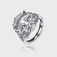 S925 Sterling Silver Chieftain Living Vintage Indian Cat Head Ring - Fun Gifts & More