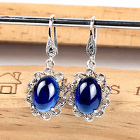 Vintage S925 Sterling Silver Sapphire Earrings - Fun Gifts & More