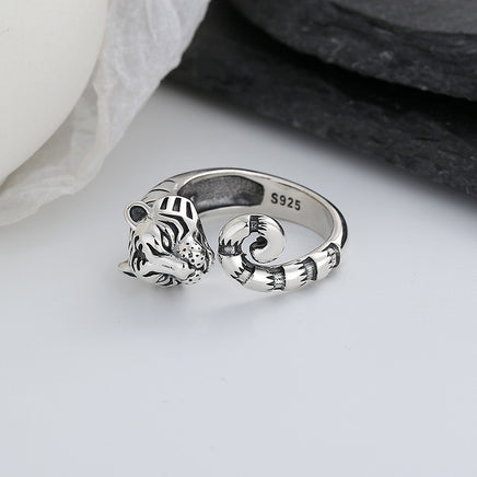 S925 Silver Tiger Styling Ring Unique Natural - Fun Gifts & More