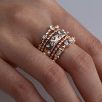 European And American Jewelry Rose Gold Stackable Diamonds Set Of Five Sets Of Rings BohemiaJ - Fun Gifts & More