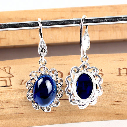 Vintage S925 Sterling Silver Sapphire Earrings - Fun Gifts & More