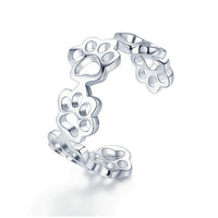 Sterling silver ring cute pet paw print - Fun Gifts & More