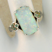 New Product Square White Opal Antique Silver Ring - Fun Gifts & More