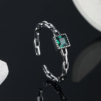 S925 Sterling Silver Emerald Zircon Chain Ring - Fun Gifts & More