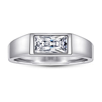 Sterling Silver Ring Platinum Plated Men's Zircon Ring - Fun Gifts & More