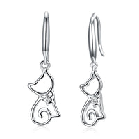 Sterling Silver Cat Zircon Earrings Earrings For Women - Fun Gifts & More