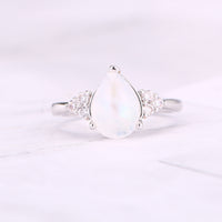 Natural Semi-Precious Moonstone Ring Simple - Fun Gifts & More