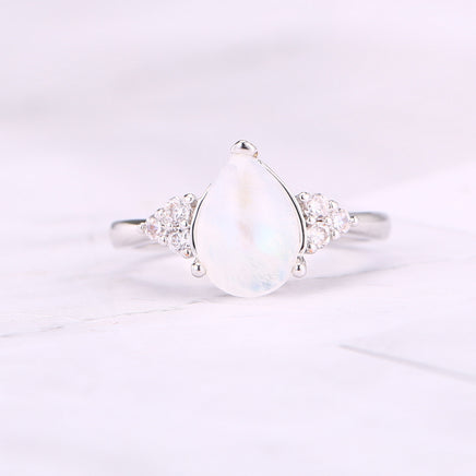 Natural Semi-Precious Moonstone Ring Simple - Fun Gifts & More