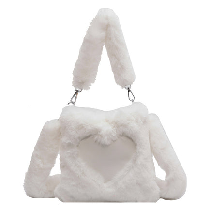 Heart Plush Fluffy Shoulder Bag Purse - Fun Gifts & More