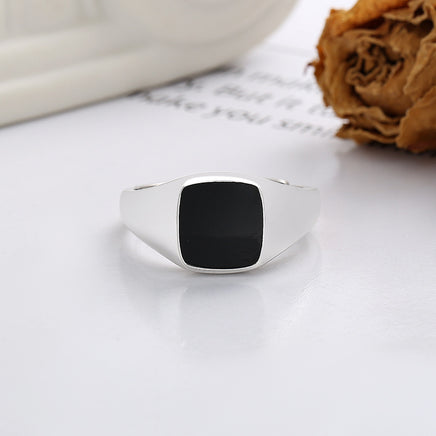 S925 Sterling Silver Epoxy Square Ring - Fun Gifts & More