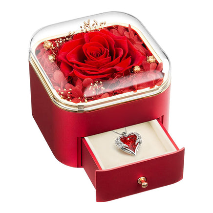 Valentines Day Rose Flower Drawer Jewelry Box Earrings Ring Necklace Storage Valentine's Day Gift Box Romantic Jewelry Packaging Box - Fun Gifts & More