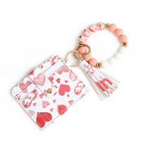 Love Polyurethane Card Holder Silica Gel Key Chain European And American Printed Silicone Beads Bracelet Women's Wallet - Fun Gifts & More