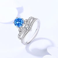 Moissanite Ring Women's Crown Sterling Silver - Fun Gifts & More