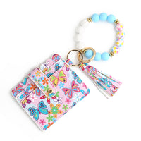 Love Polyurethane Card Holder Silica Gel Key Chain European And American Printed Silicone Beads Bracelet Women's Wallet - Fun Gifts & More