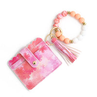 Love Polyurethane Card Holder Silica Gel Key Chain European And American Printed Silicone Beads Bracelet Women's Wallet - Fun Gifts & More