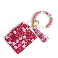 Love Polyurethane Card Holder Silica Gel Key Chain European And American Printed Silicone Beads Bracelet Women's Wallet - Fun Gifts & More