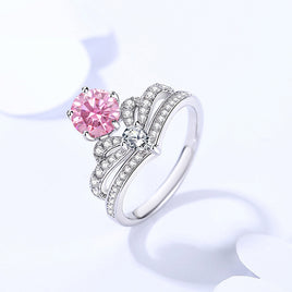 Moissanite Ring Women's Crown Sterling Silver - Fun Gifts & More