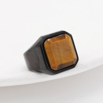 Men's Fashion Simple Square Gem Tiger Eye Ring - Fun Gifts & More