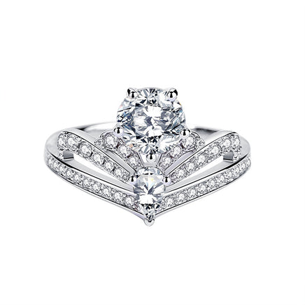 Moissanite Ring Women's Crown Sterling Silver - Fun Gifts & More