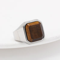 Men's Fashion Simple Square Gem Tiger Eye Ring - Fun Gifts & More