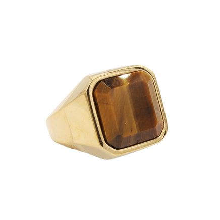 Men's Fashion Simple Square Gem Tiger Eye Ring - Fun Gifts & More