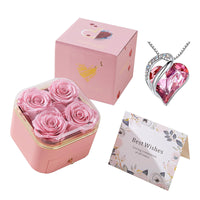 Valentines Day Rose Flower Drawer Jewelry Box Earrings Ring Necklace Storage Valentine's Day Gift Box Romantic Jewelry Packaging Box - Fun Gifts & More