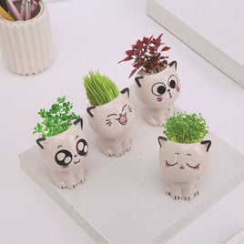 Mini Cat Shaped Cartoon Ceramic Flowerpot - Fun Gifts & More