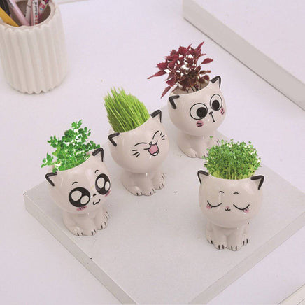 Mini Cat Shaped Cartoon Ceramic Flowerpot - Fun Gifts & More