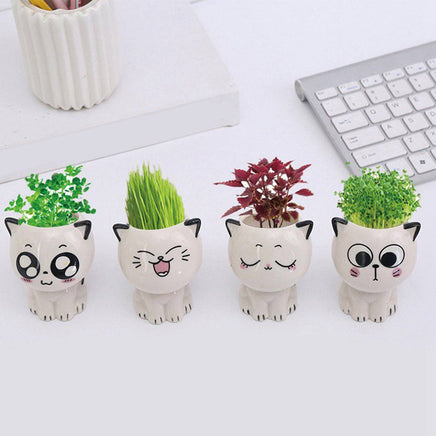 Mini Cat Shaped Cartoon Ceramic Flowerpot - Fun Gifts & More