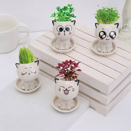 Mini Cat Shaped Cartoon Ceramic Flowerpot - Fun Gifts & More